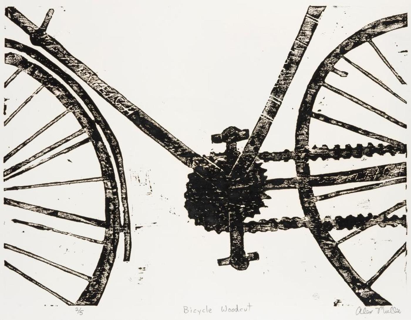 Alex Mullie (1953-2019) - Bicycle Woodcut