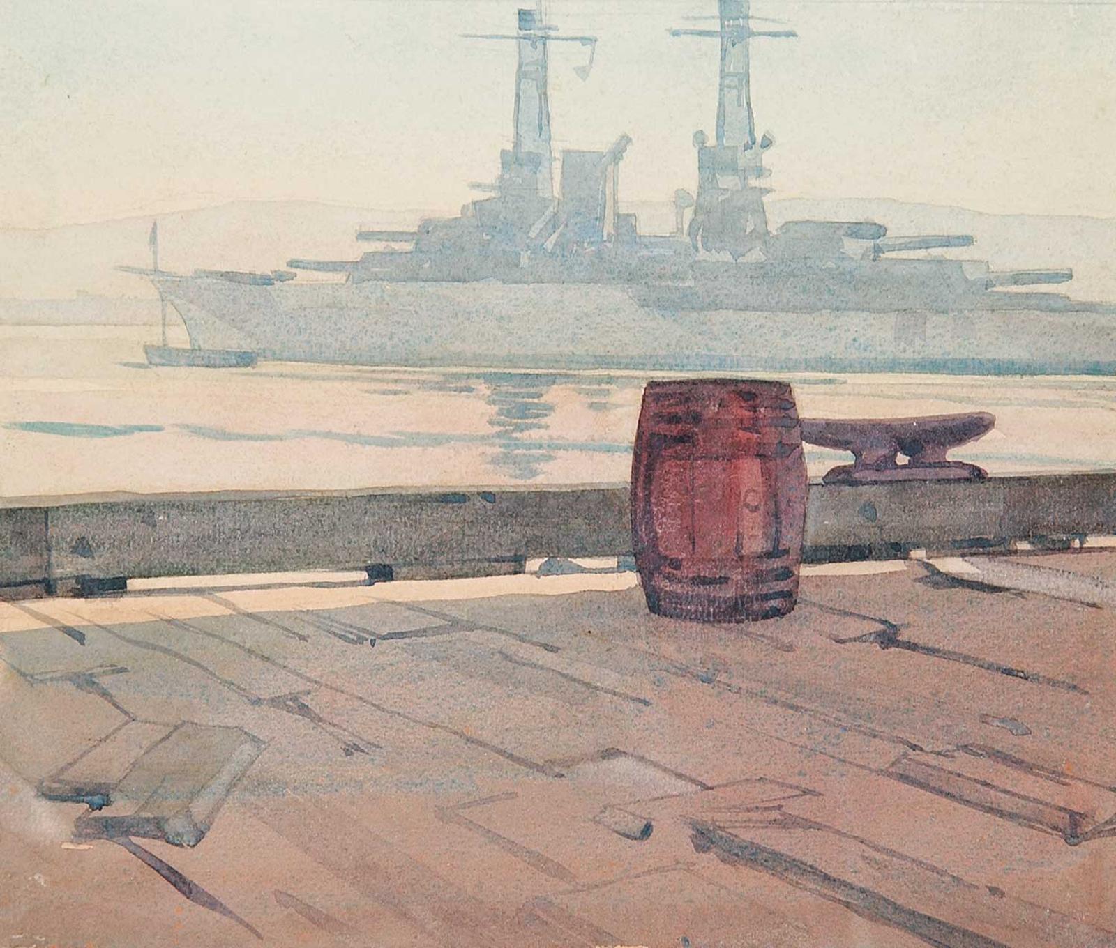 James Mercer - Untitled - War Ship in the Harbour