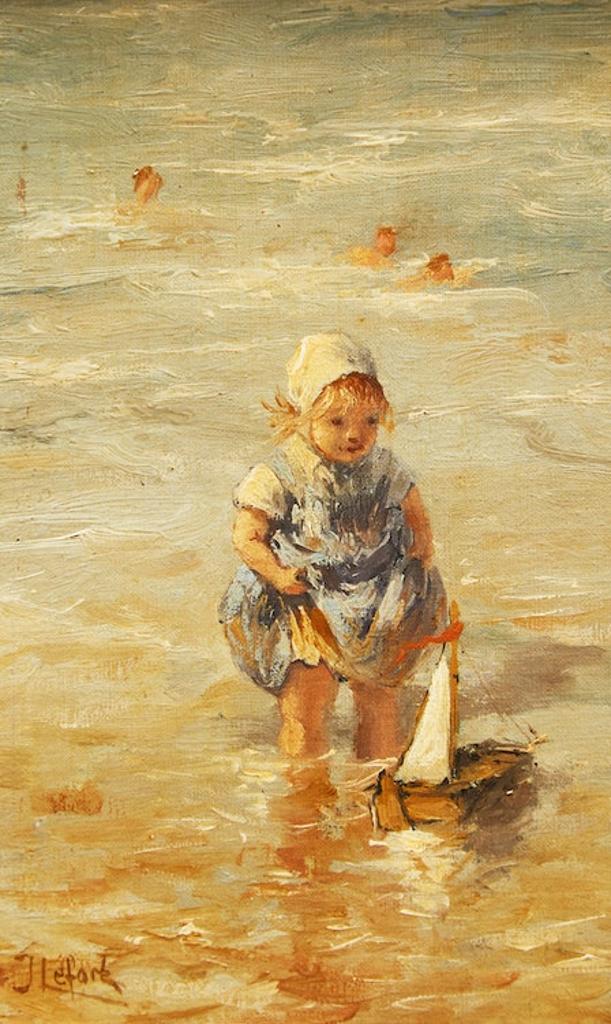 Jean-Louis Lefort (1875-1954) - Girl Playing at Beach