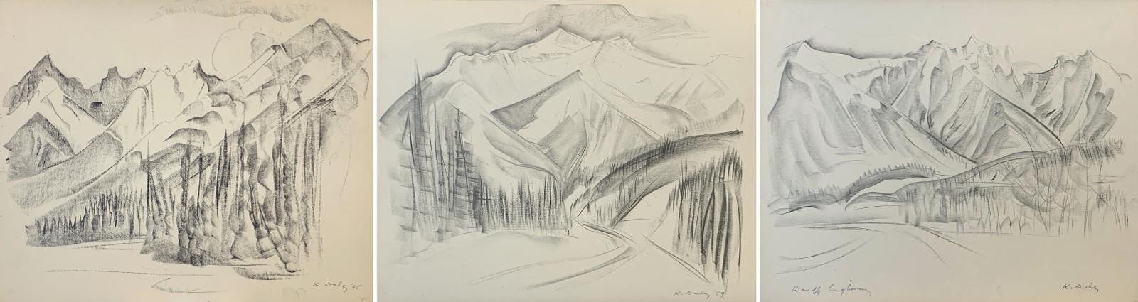 Kathleen Frances Daly Pepper (1898-1994) - Sawback Ridge & The Bow, Near Canmore; 1944/1945