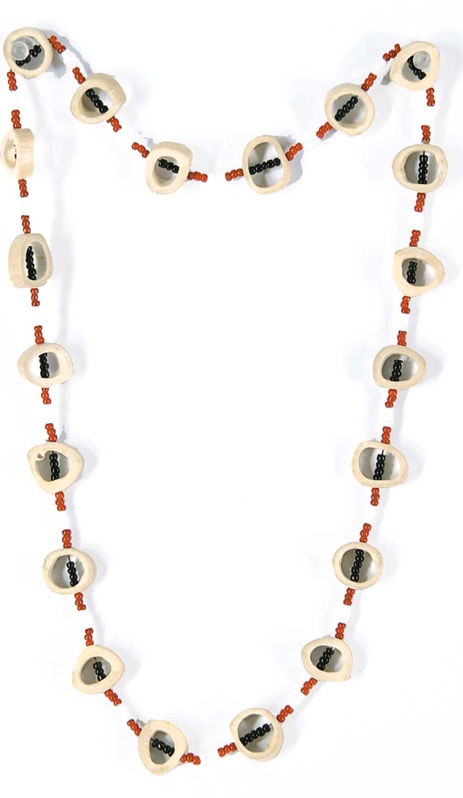 Robert Charles Aller (1922-2008) - Untitled - Moose Bone with Red, White and Black Beads Necklace