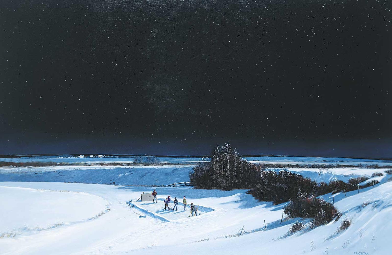 Peter Shostak (1943) - Untitled - Hockey Under the Stars