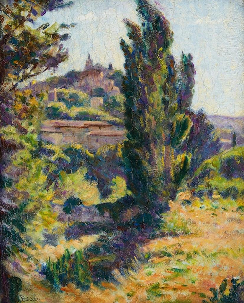 Henri Beau (1863-1949) - Paysage au cyprès