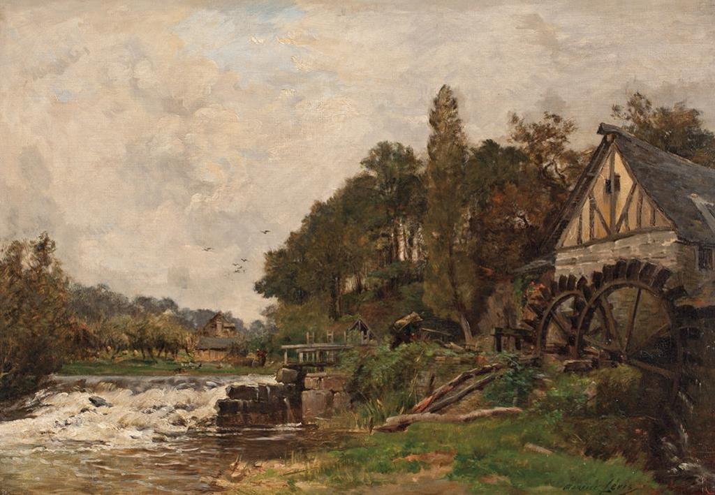 Maurice Levis (1860-1940) - River Landscape with Mill