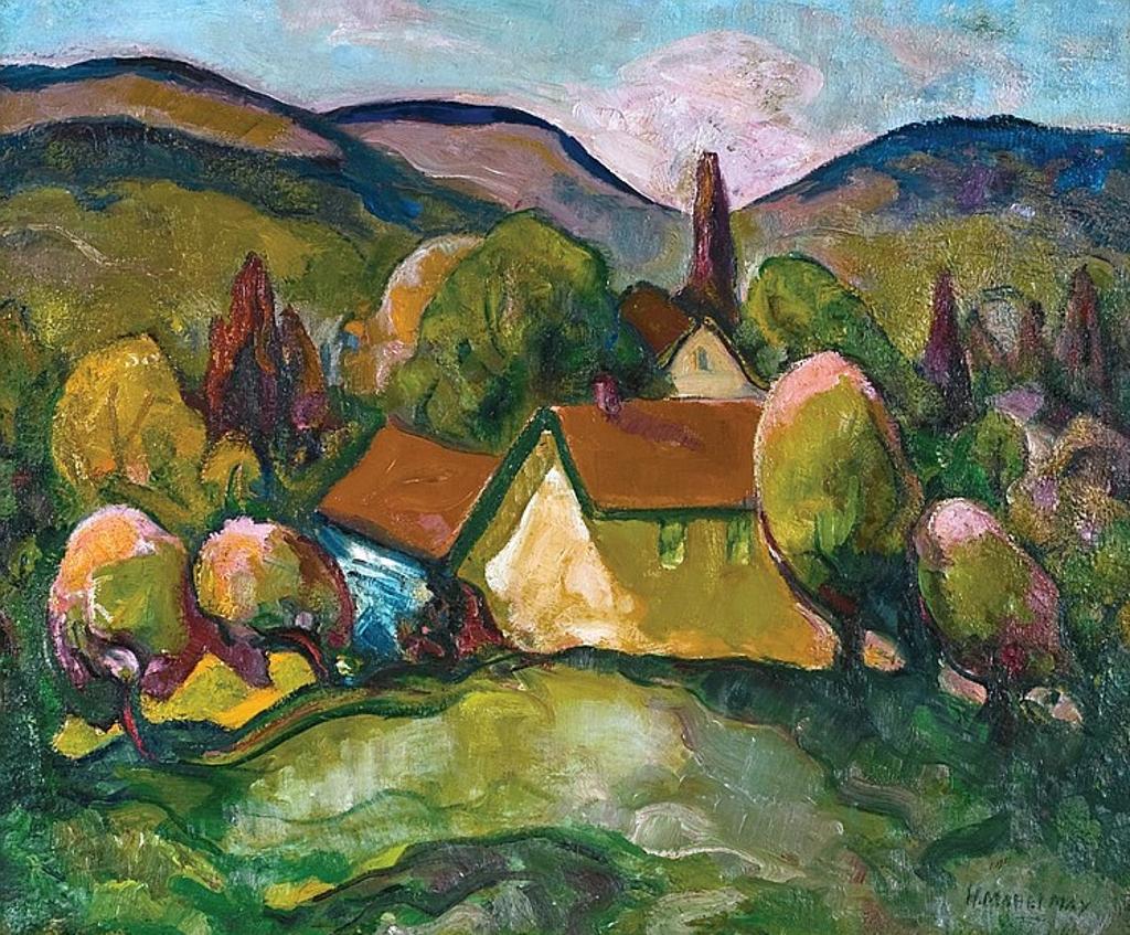 Henrietta Mabel May (1877-1971) - UNTITLED-HOUSES IN A LANDSCAPE
