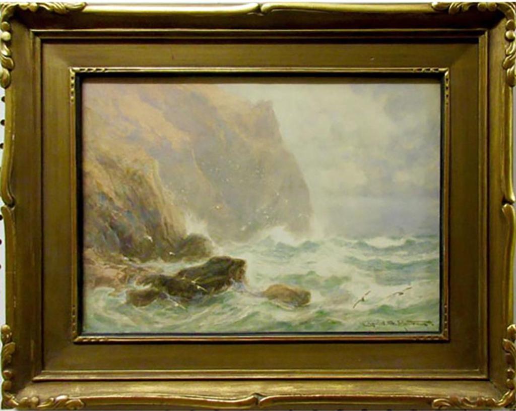 Charles Sim. Mottram (1852-1919) - Thunder At The Base Of Mighty Cliffs, Cornwall
