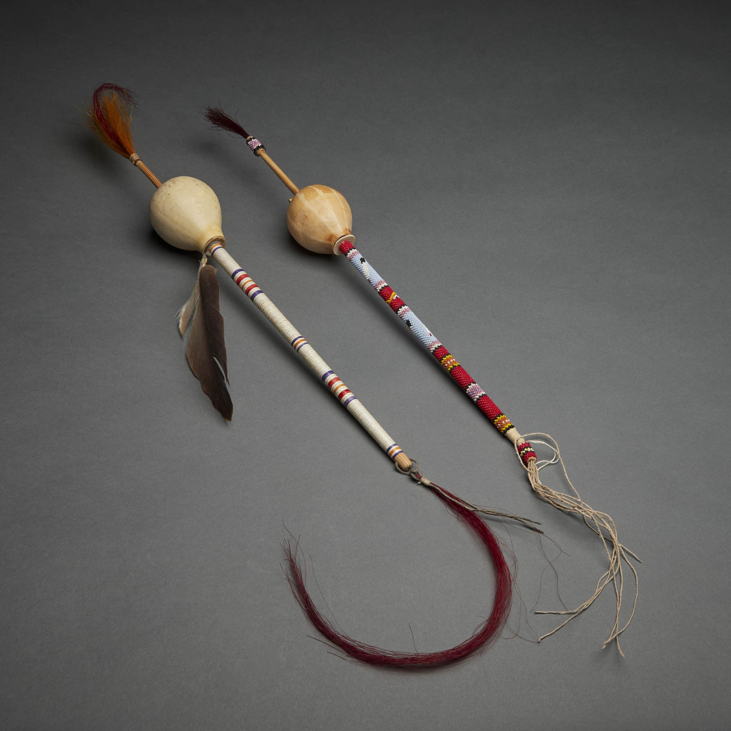 Gordon Six Pipe (Nightscout) - Pair Of Quilled Gourd Rattles, Ca. 1980