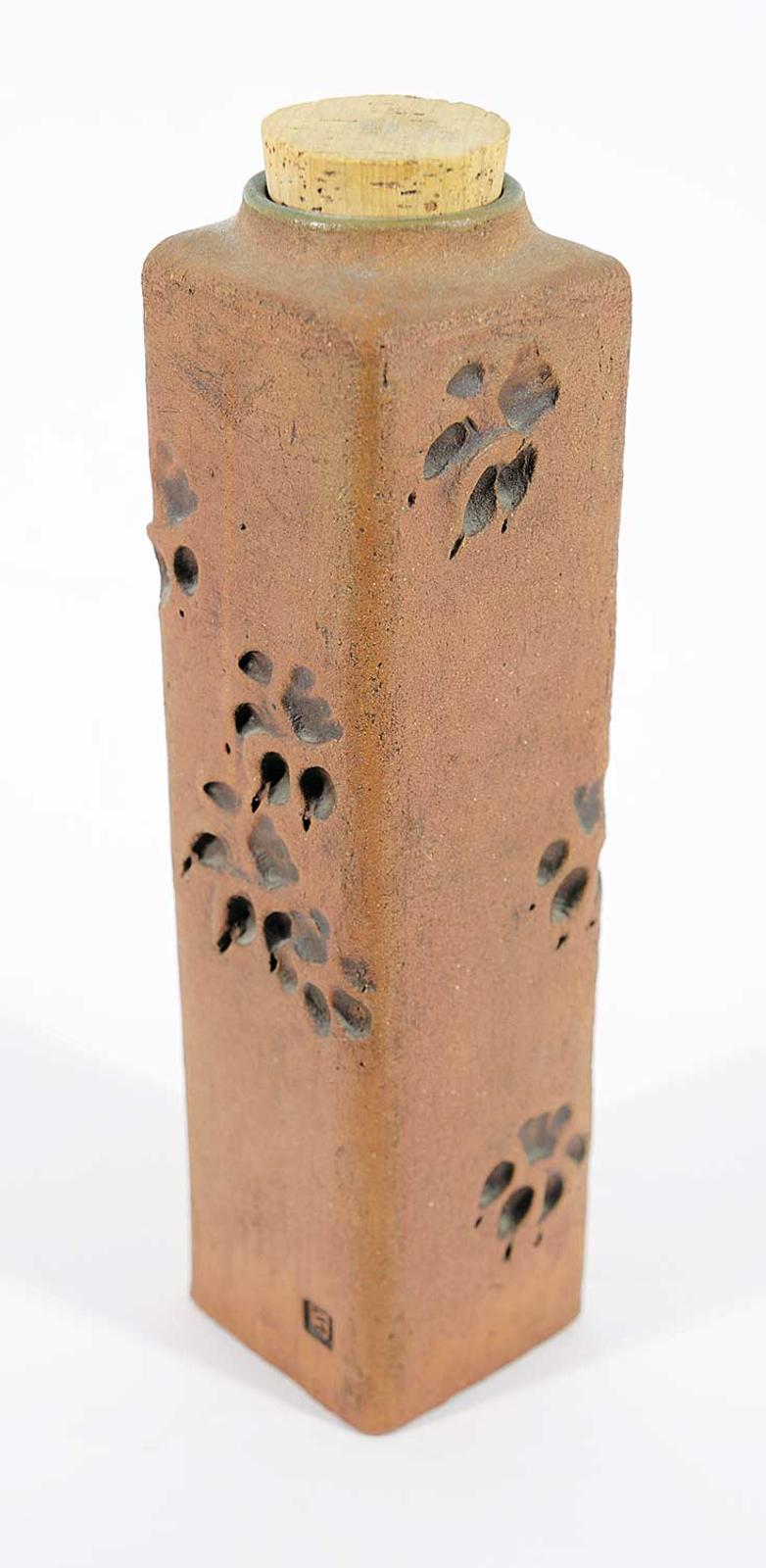 Kathleen Hamilton - Untitled - Brown Square Vase with Cork Stopper