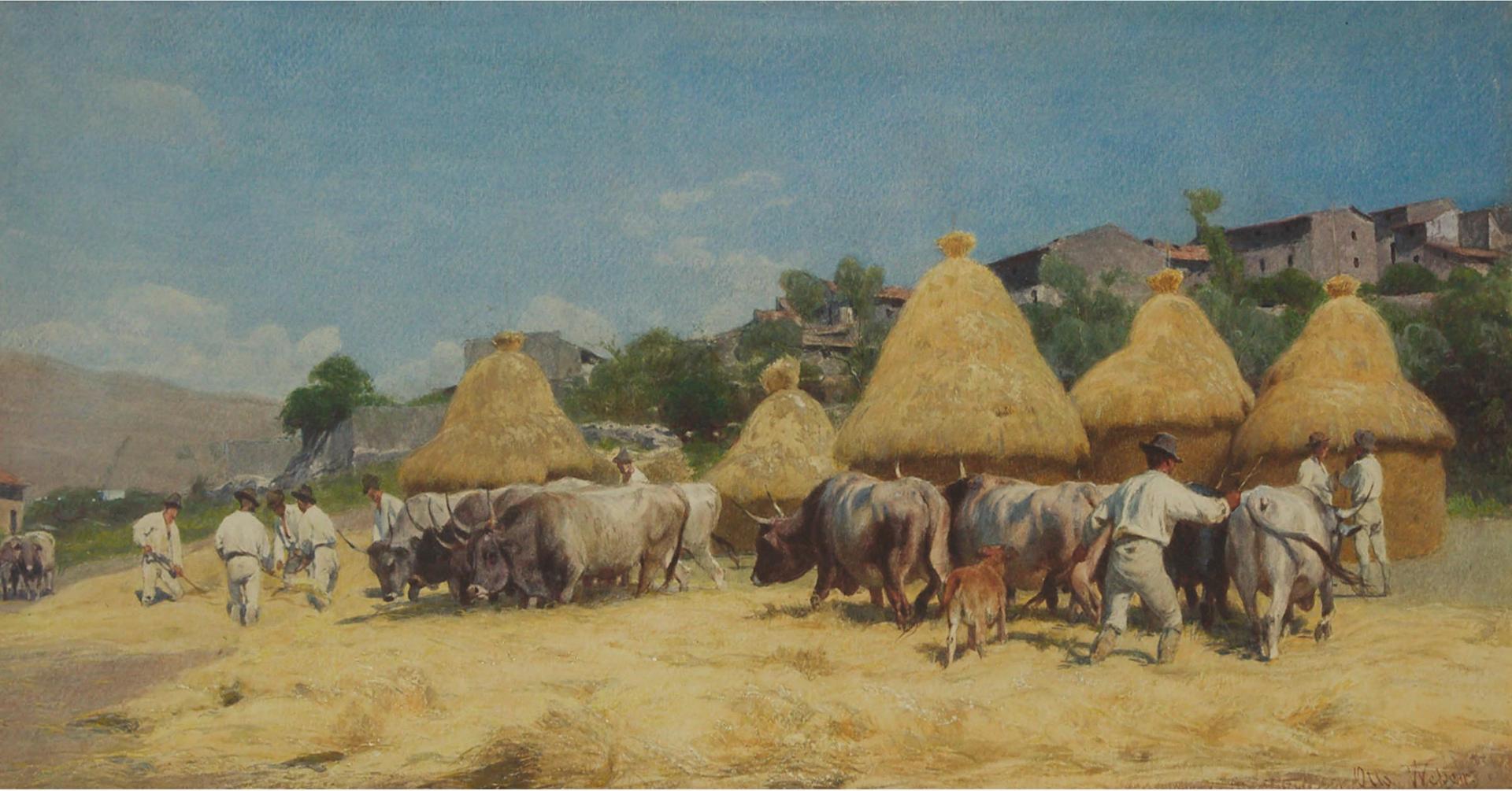 Otto Weber (1832-1888) - Haytime In Spain