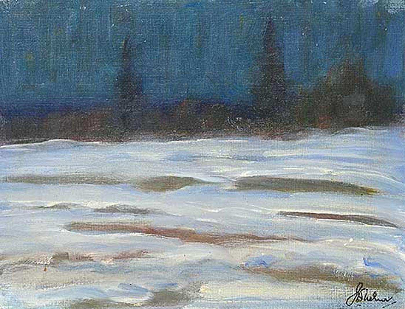 John Davenall Turner (1900-1980) - Moonlight on Snow Patches