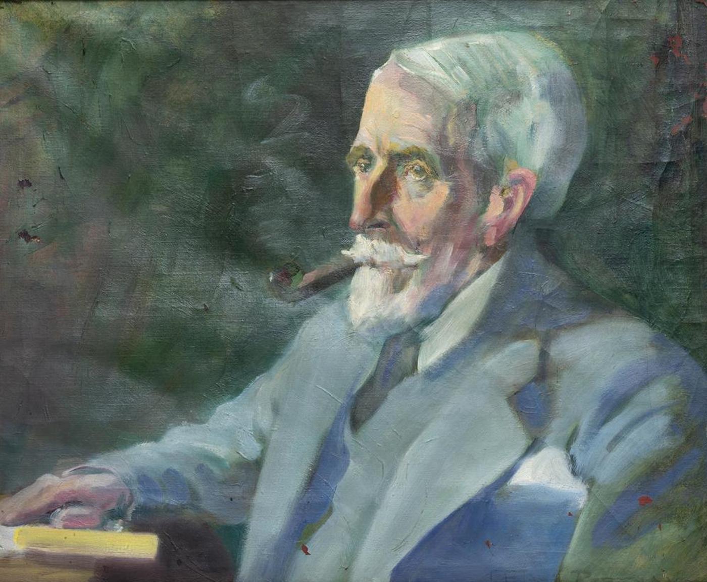 Francis Henry Portnall (1886-1976) - Portrait of a Man with Pipe