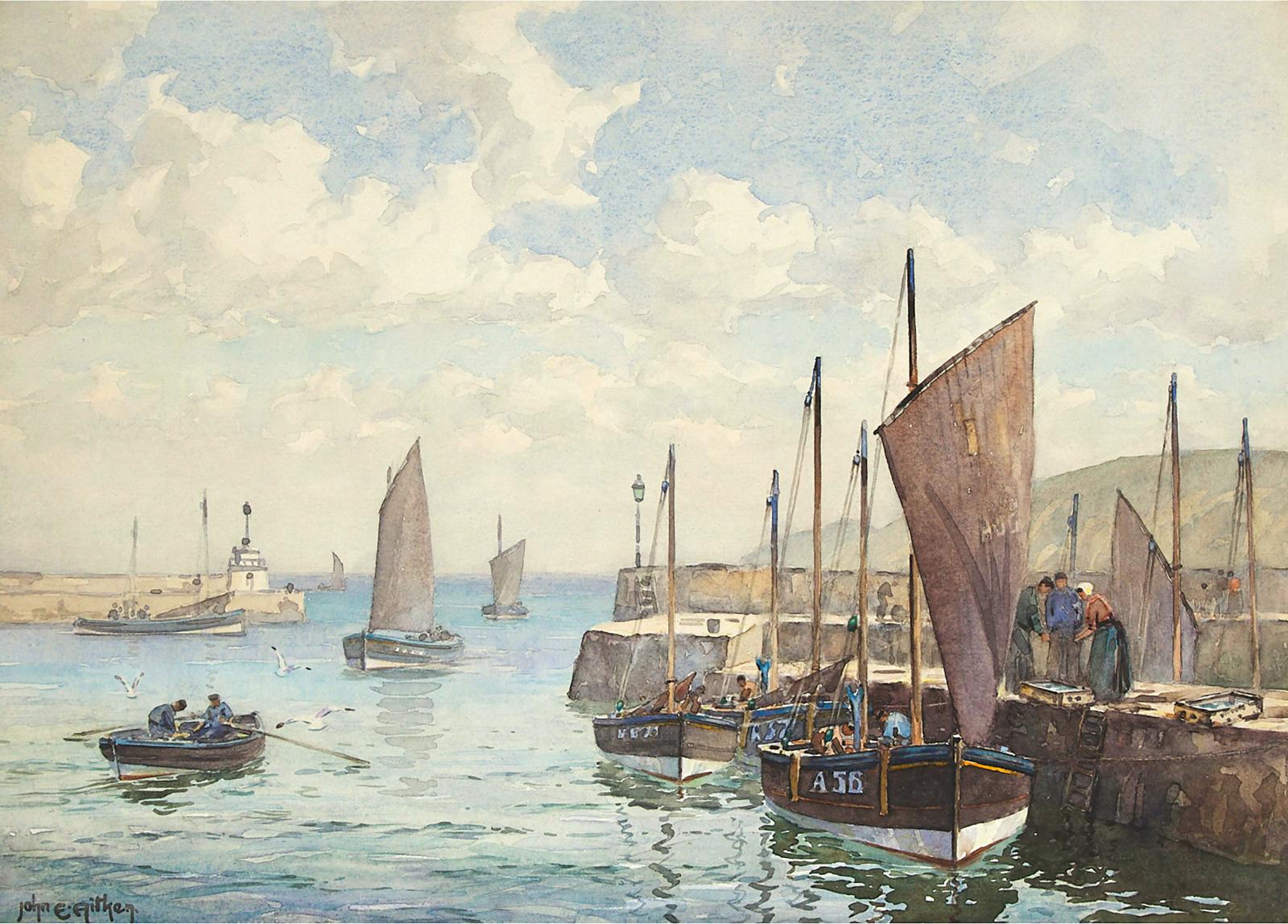John Ernest Aitken (1881-1957) - The Harbour At Stonehaven, Scotland