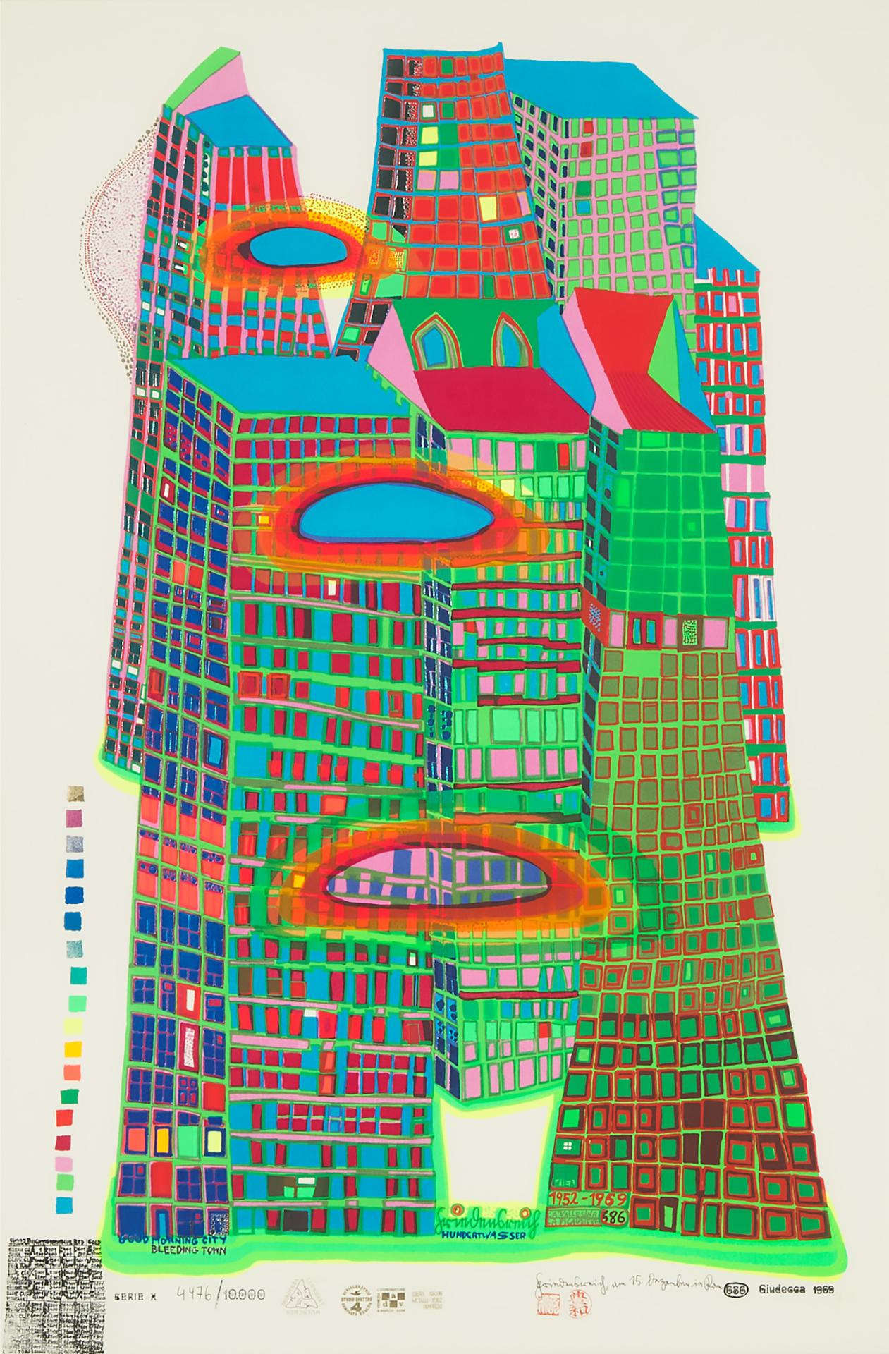 Friedensreich Hundertwasser (1928-2000) - Good Morning City, Bleeding Town, 1969-1970 [koschatzky, 41]