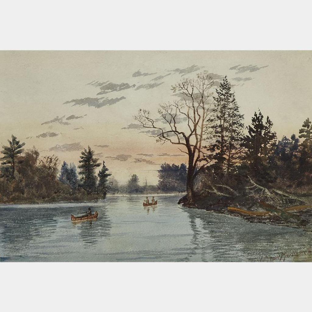 Thomas Mower Martin (1838-1934) - Muskoka Landscape With Canoes