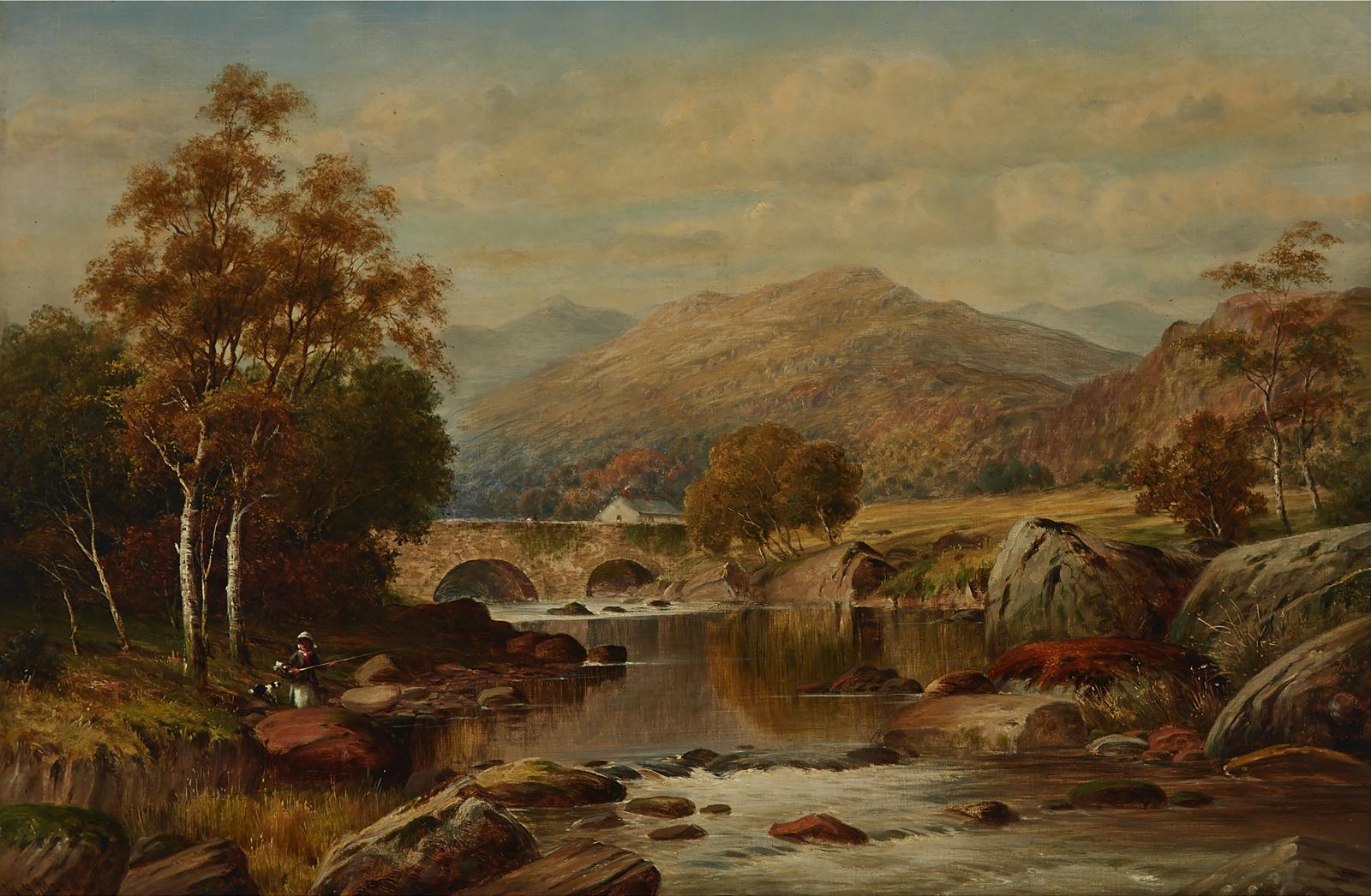 William Henry Mander (1850-1922) - ... North Wales (River View With Woman Fishing At A Rapids), Circa 1882 Or 1907