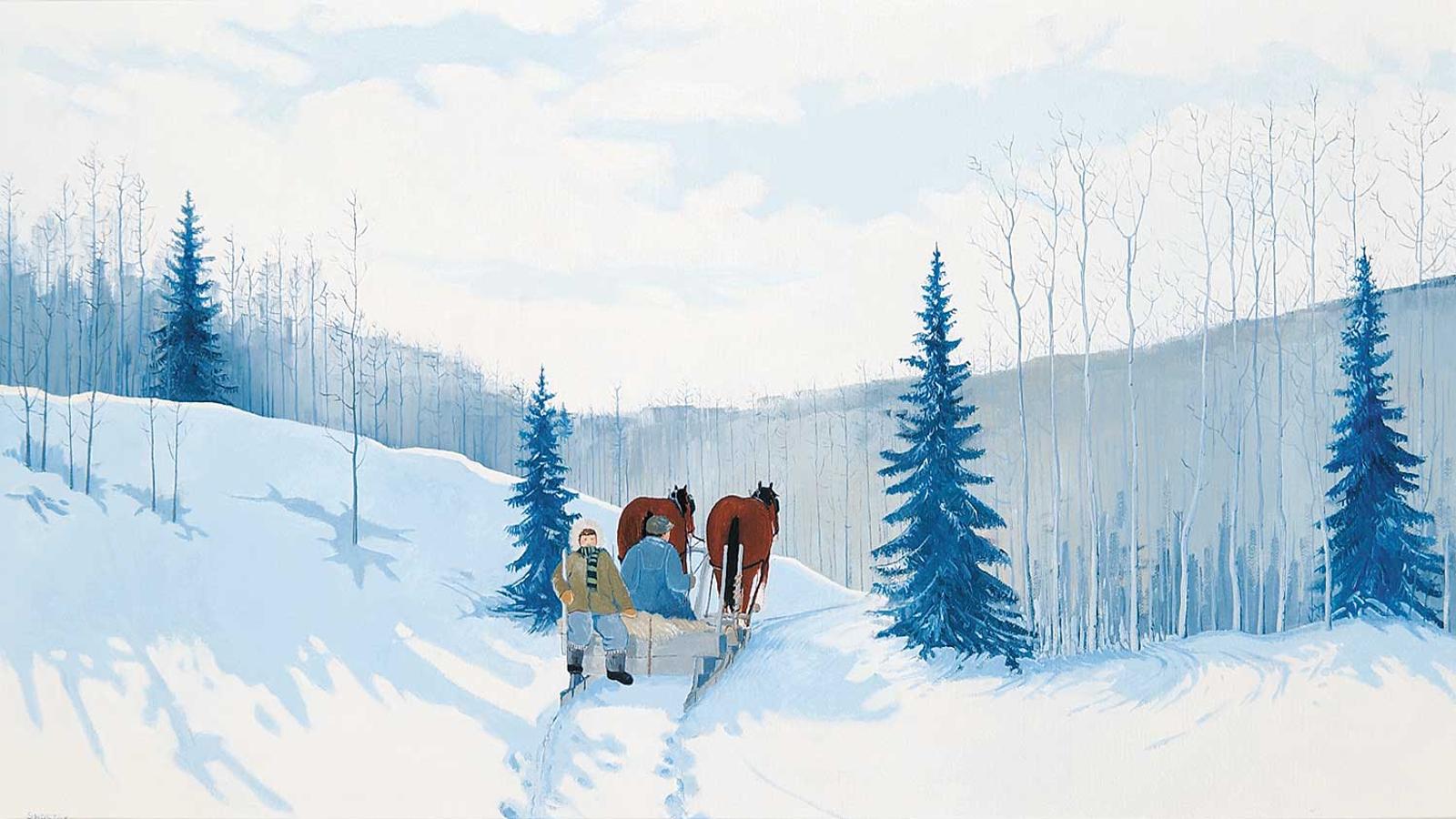 Peter Shostak (1943) - Going For Another Load of Wood [Part of wood series painting]