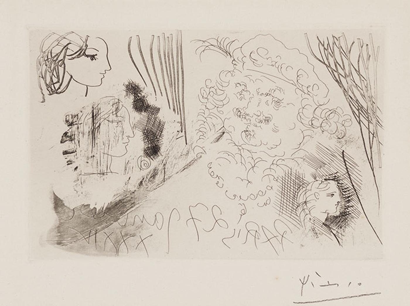 Pablo Ruiz Picasso (1881-1973) - Rembrandt et têtes de femme, from La Suite Vollard