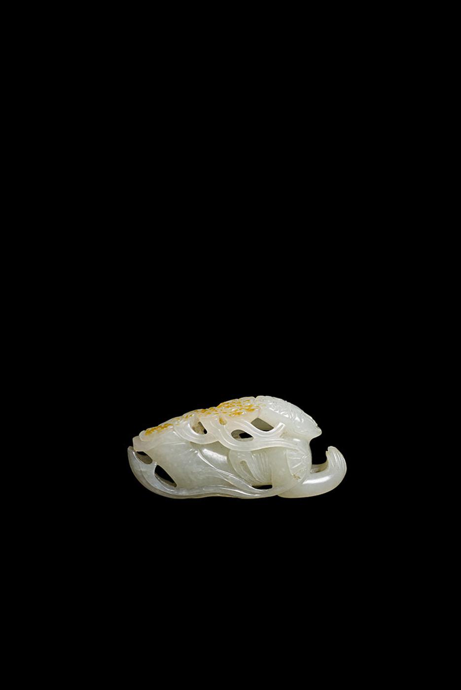 Chinese Art - A Finely Carved Chinese Mottled White Jade Apsara, 18th/19th Century