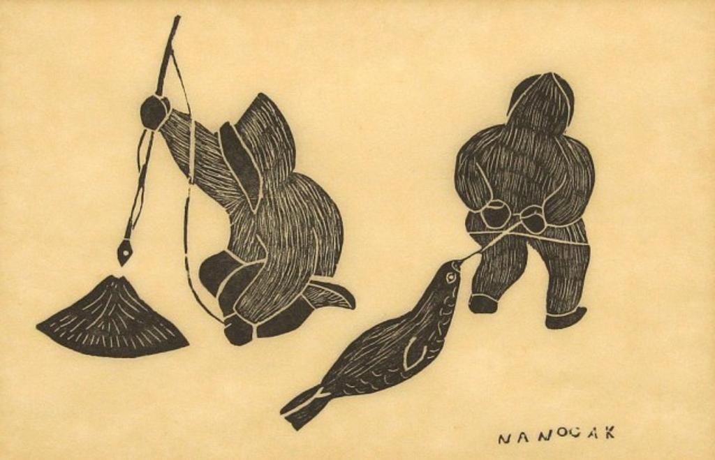 Agnes Nanogak (1925-2001) - Untitled Fishermen