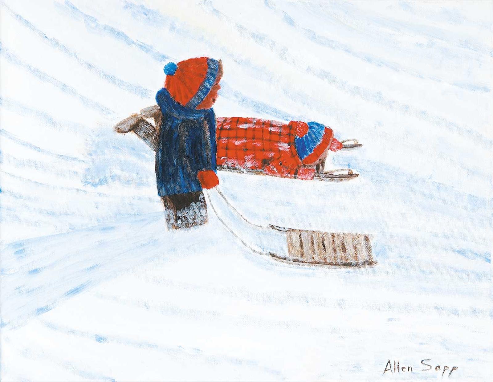 Allen Fredrick Sapp (1929-2015) - Untitled - Two Kids Sledding