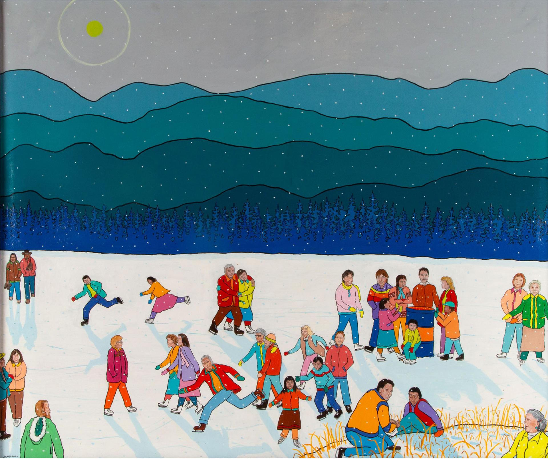 Jim Logan (1955) - Untitled (Winter Skating Scene)