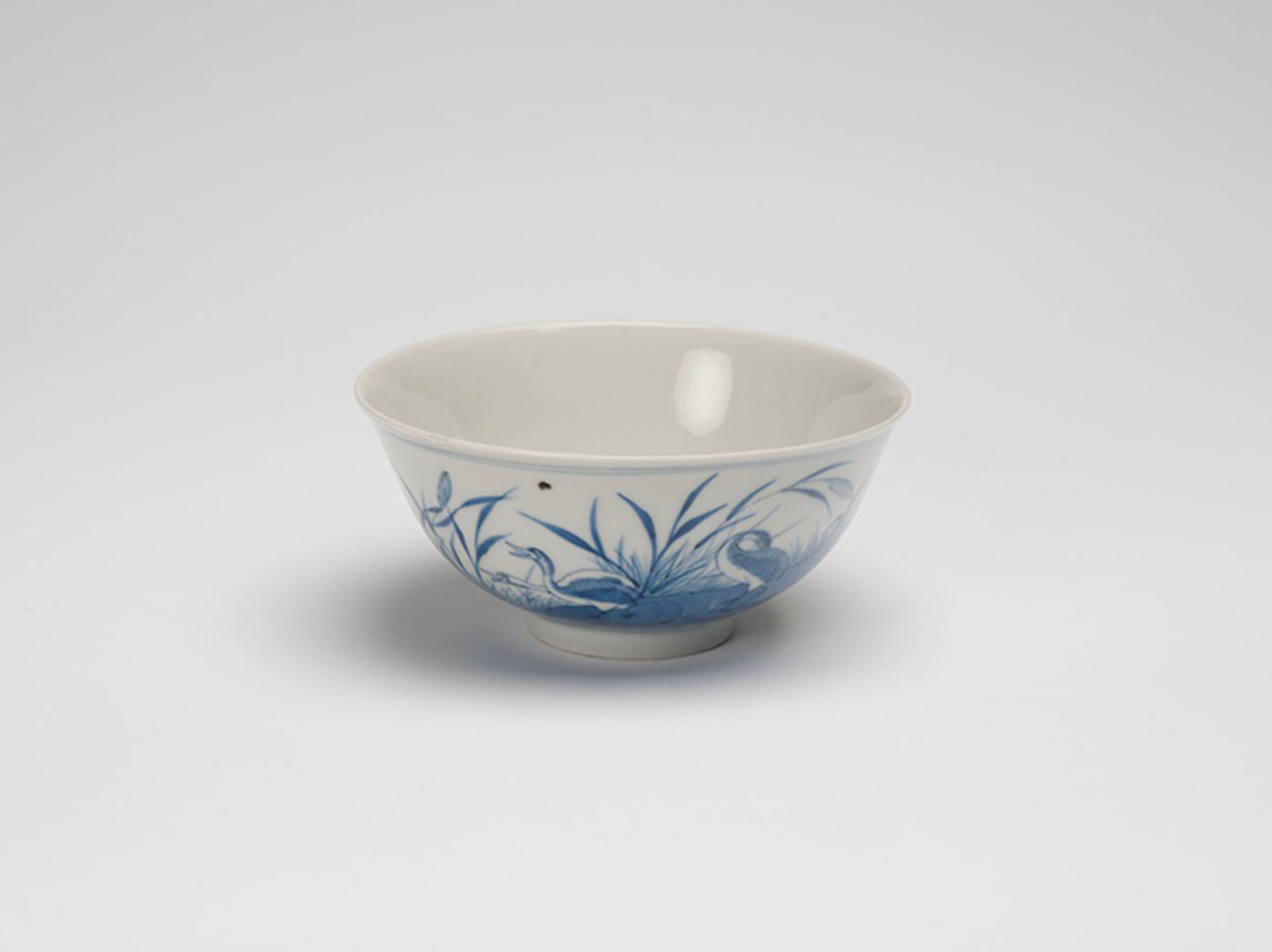 Chinese Art - A Chinese Blue and White 'Geese' Bowl, Guangxu Mark and Period (1875-1908)