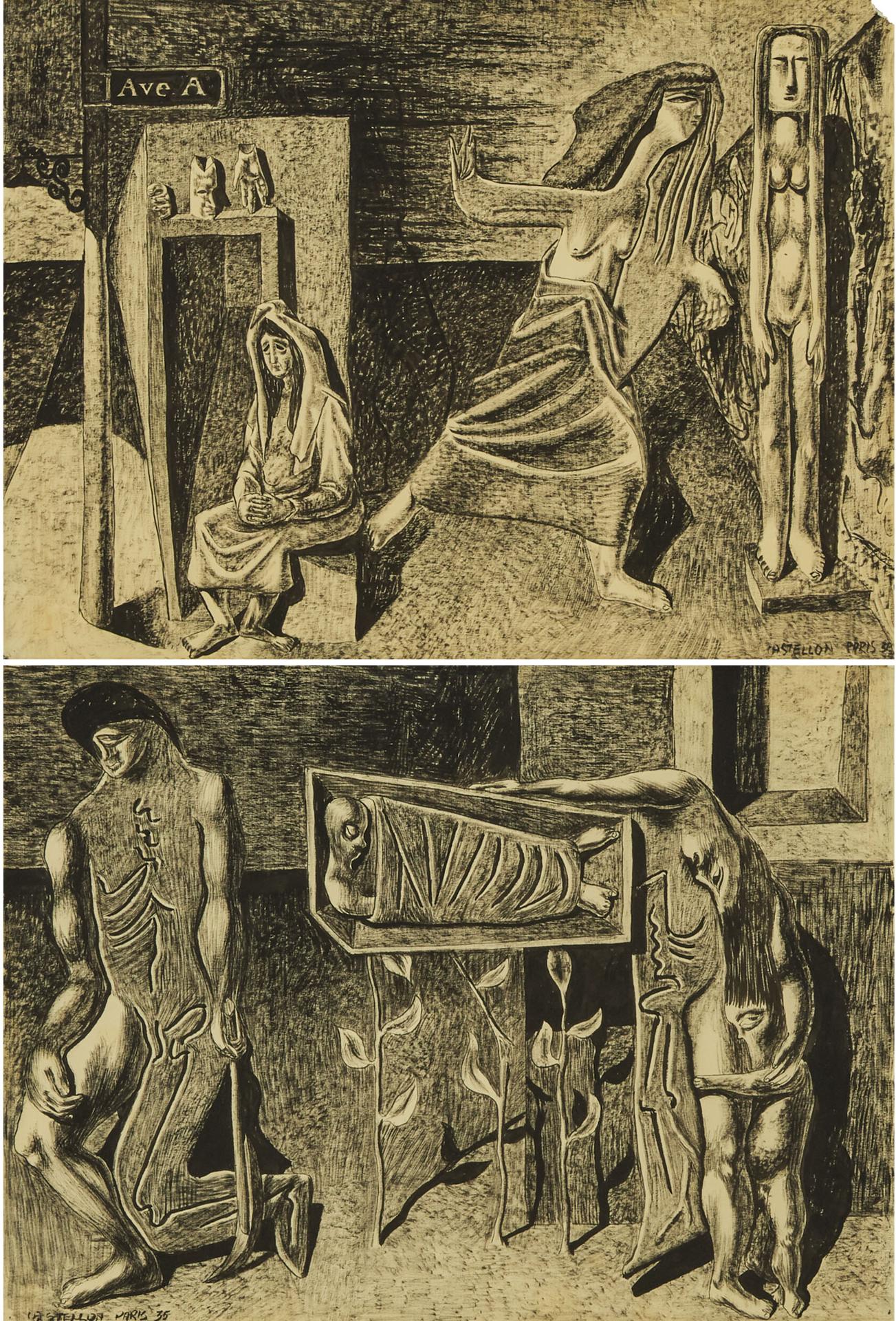 Federico Castellón - Man In A Casket, 1935; Woman In A Niche, Paris, 1938