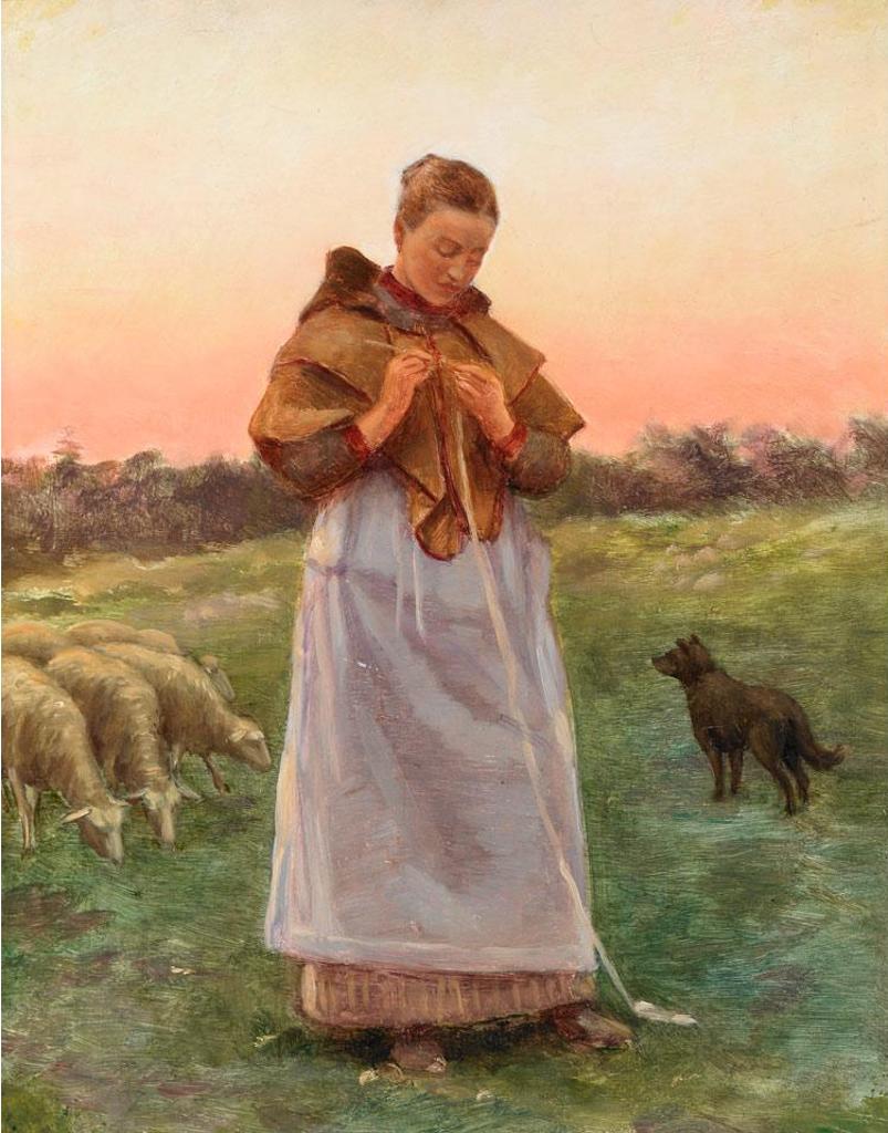 Robert John Wickenden (1861-1931) - Young Lady With Sheep