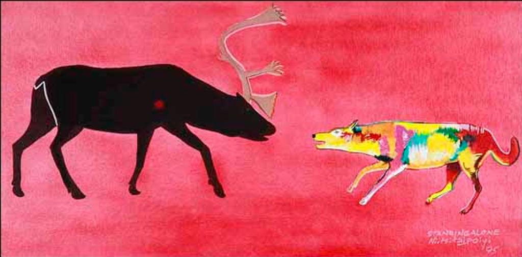Henry [Niitsitaipoiyi] Standing Alone (1935-2010) - Showdown: Lone Caribou Facing Barrens Wolf (02602/2013-1665)
