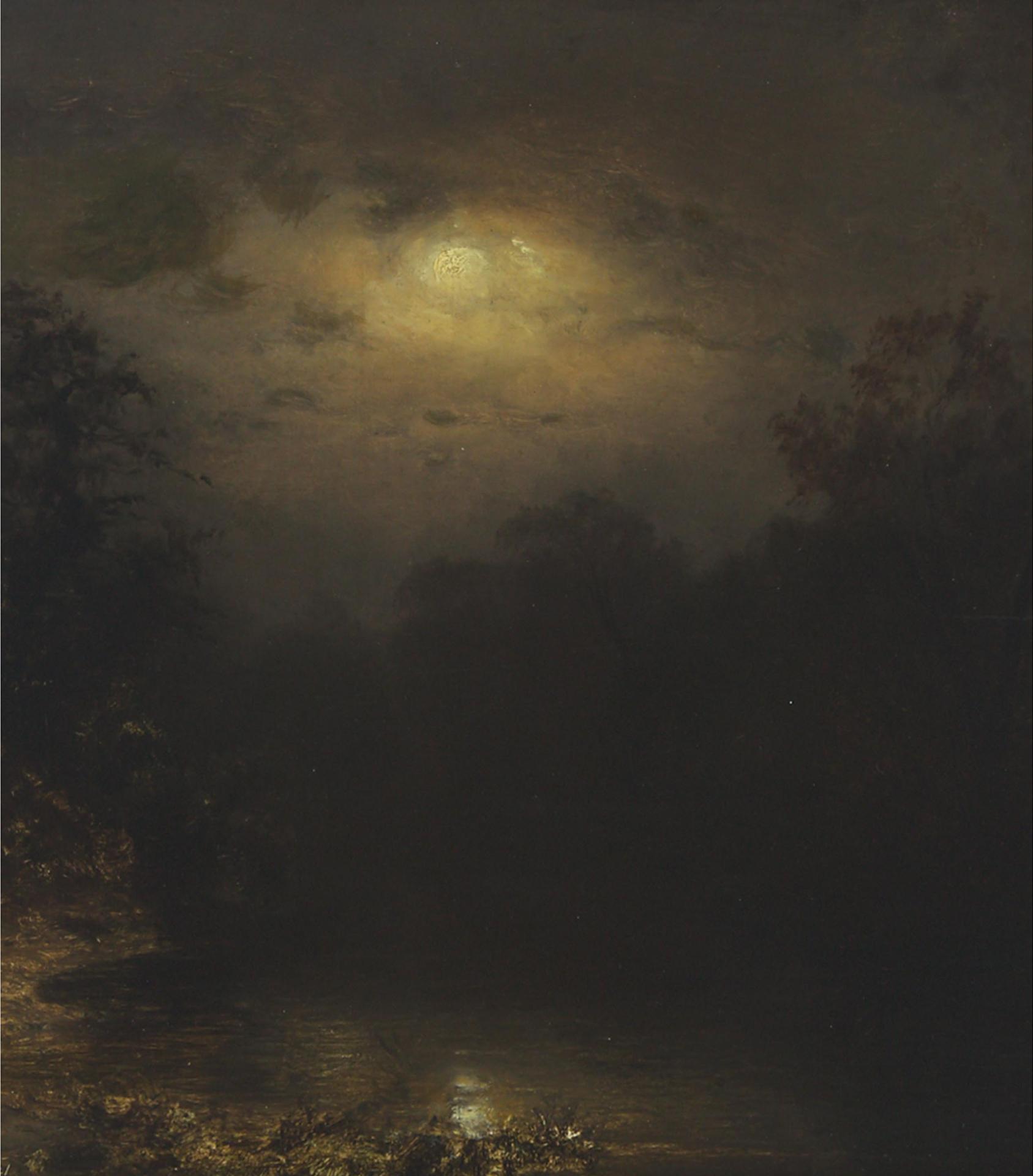 August Bedrich Piepenhagen (1791-1868) - Fog Lifting On A Moonlit River
