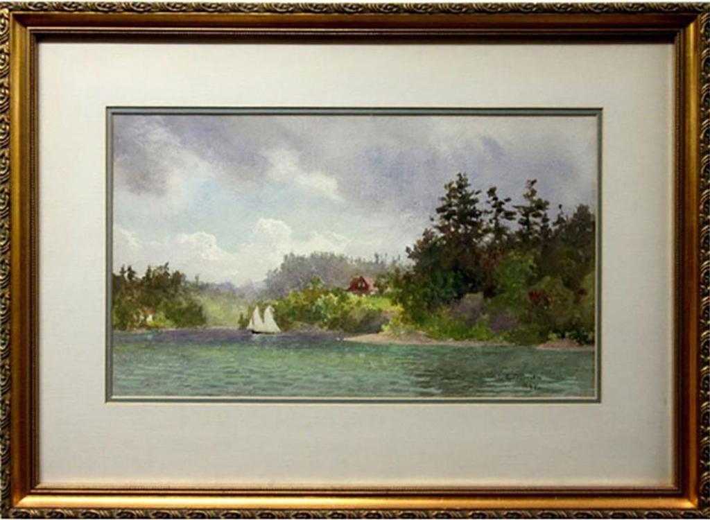 Lucius Richard O'Brien (1832-1899) - Lake Scene With Sailboat