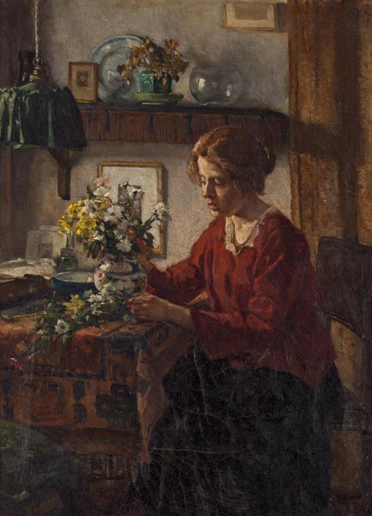 Jan Akkeringa (1864-1942) - Arranging the Flowers