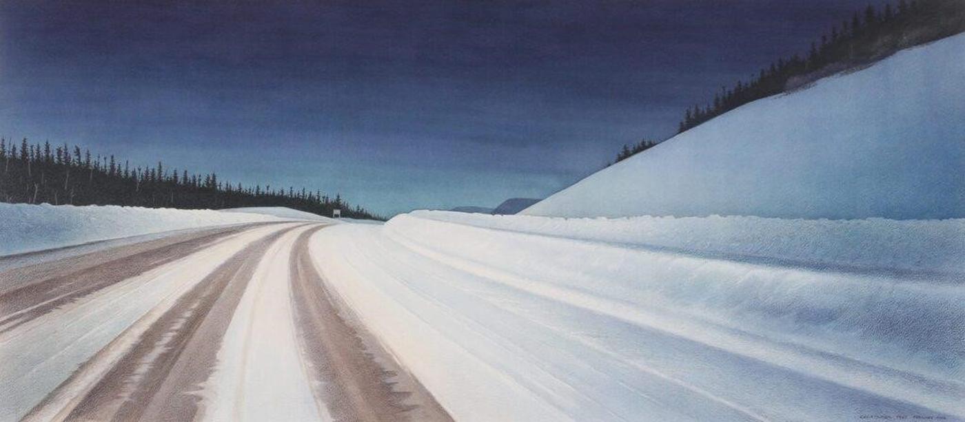 Christopher John Pratt (1935-2022) - White Winter Road (West Of Georges Lake); 2004