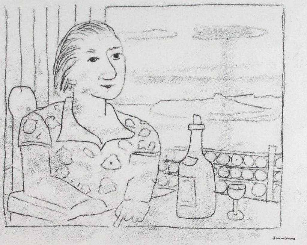 John Harold Thomas Snow (1911-2004) - Woman Sitting By A Window Drinking Wine