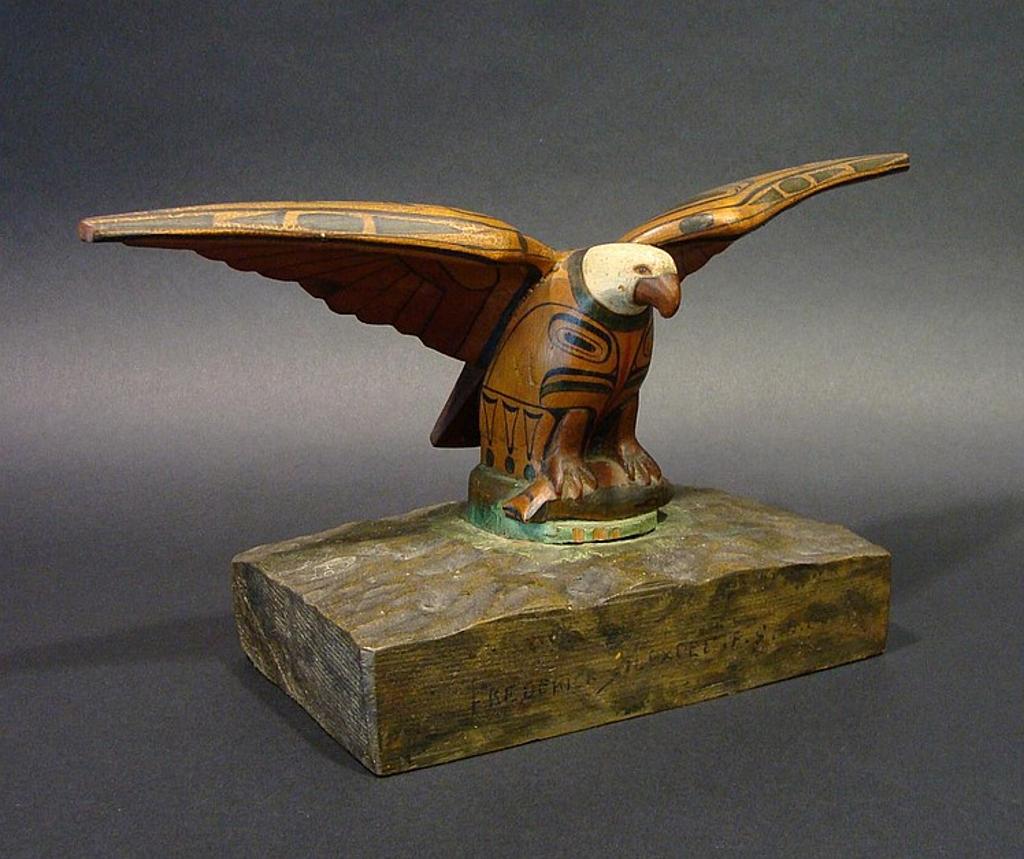 Frederick Alexcee (1853-1944) - a carved and polychromed carving of a bald eagle