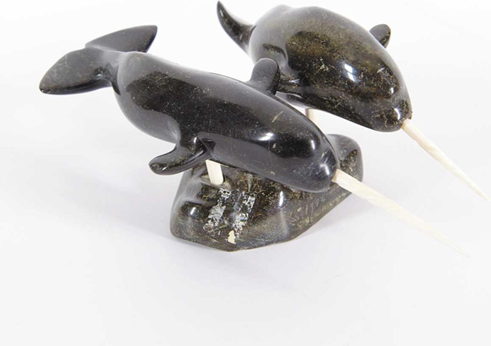 Imgolakti Inuit - Two Narwhales on Two-Faced Base