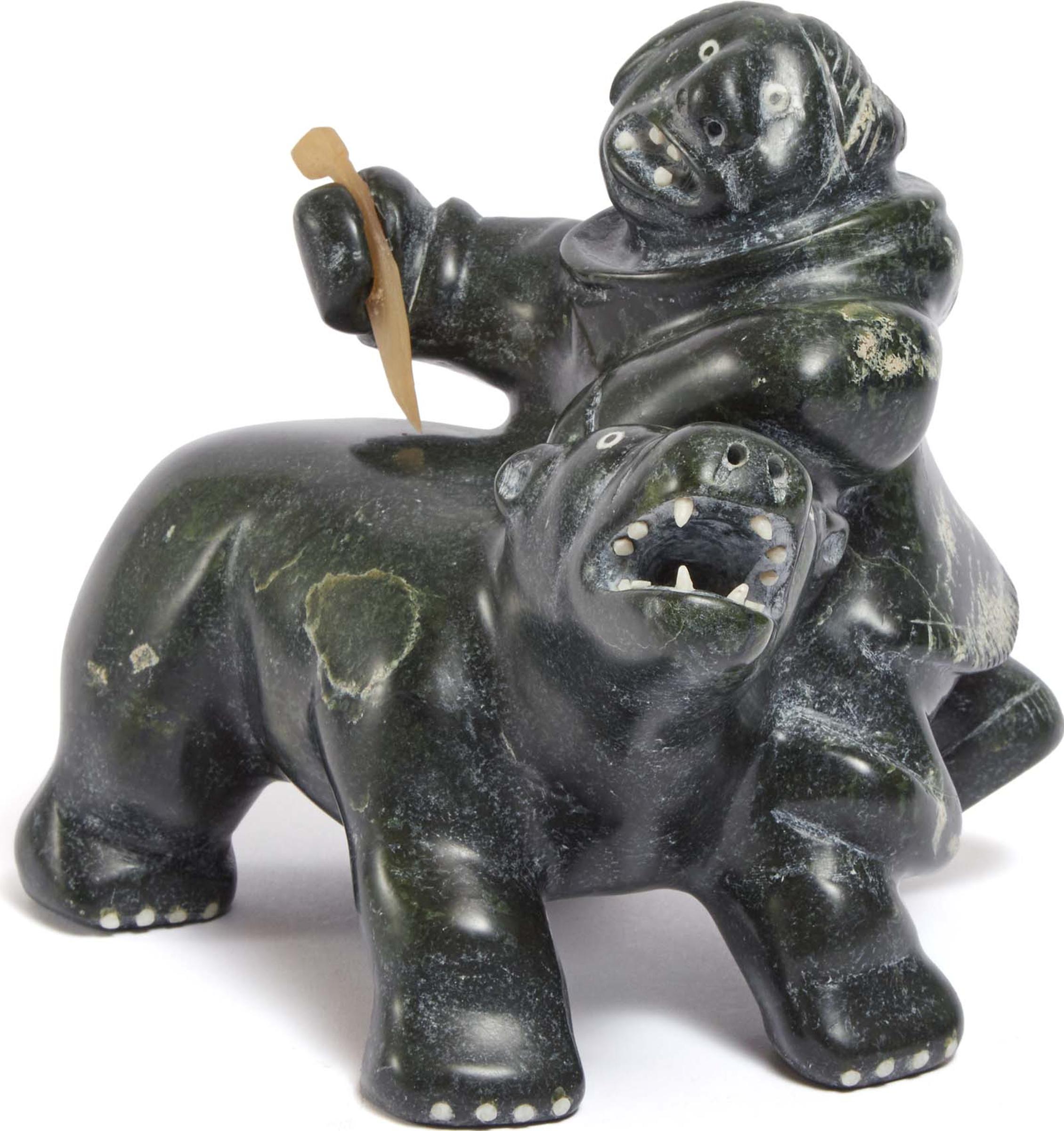 Nelson Takkiruq (1930-1999) - Hunter And Bear, Ca. 1990