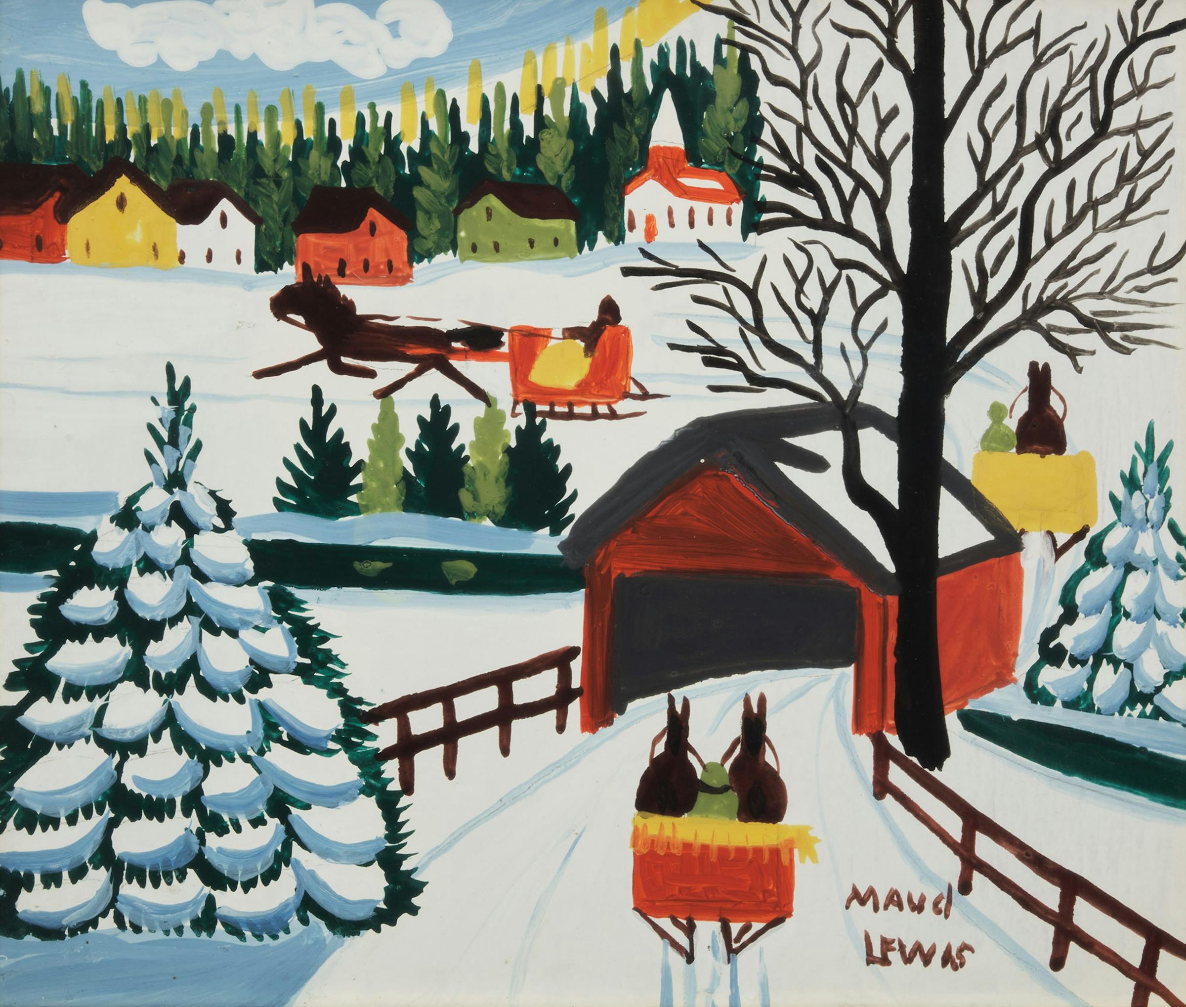 Maud Kathleen Lewis (1903-1970) - Winter Sleighing Scene