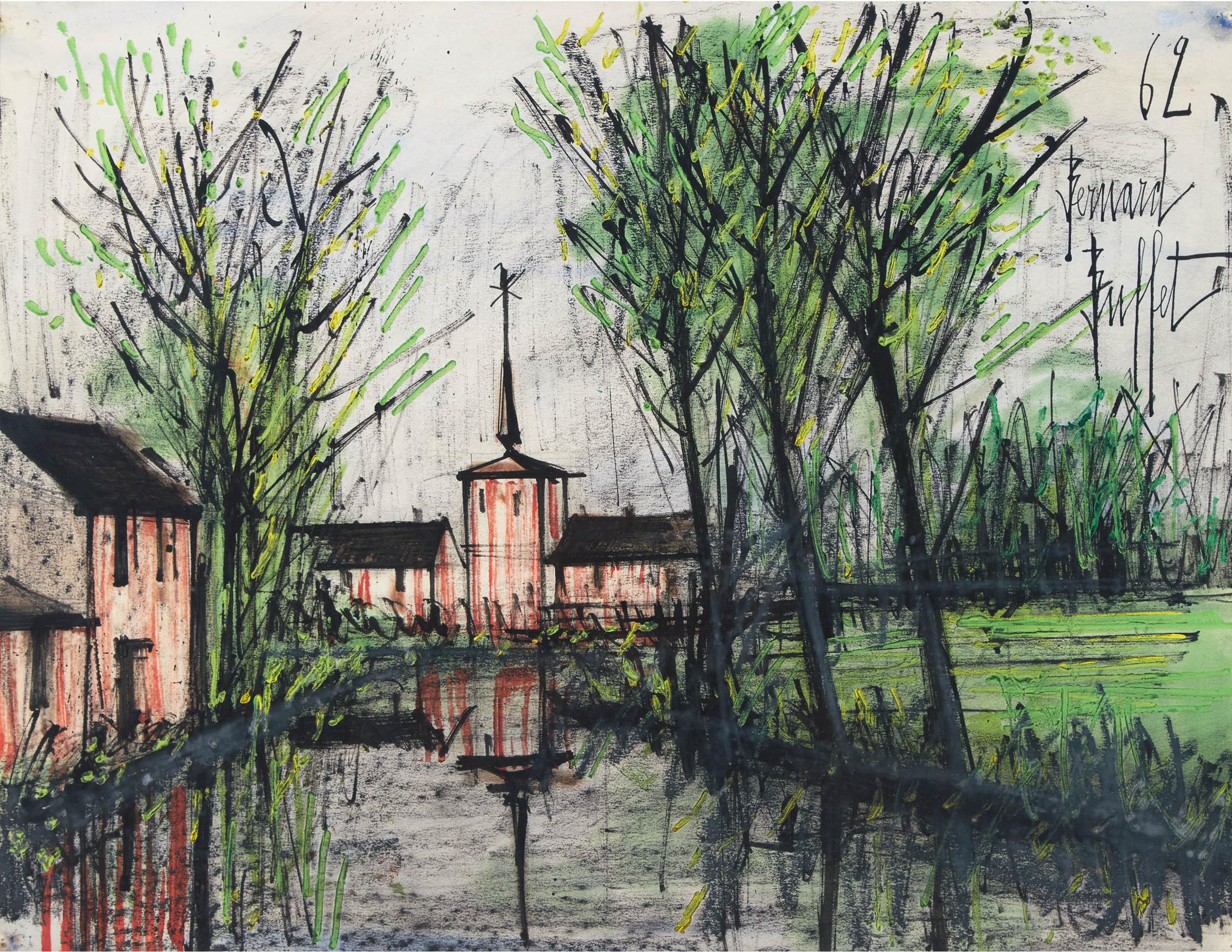 Bernard Buffet (1928-1999) - Au Bord De La Rivière, 1962