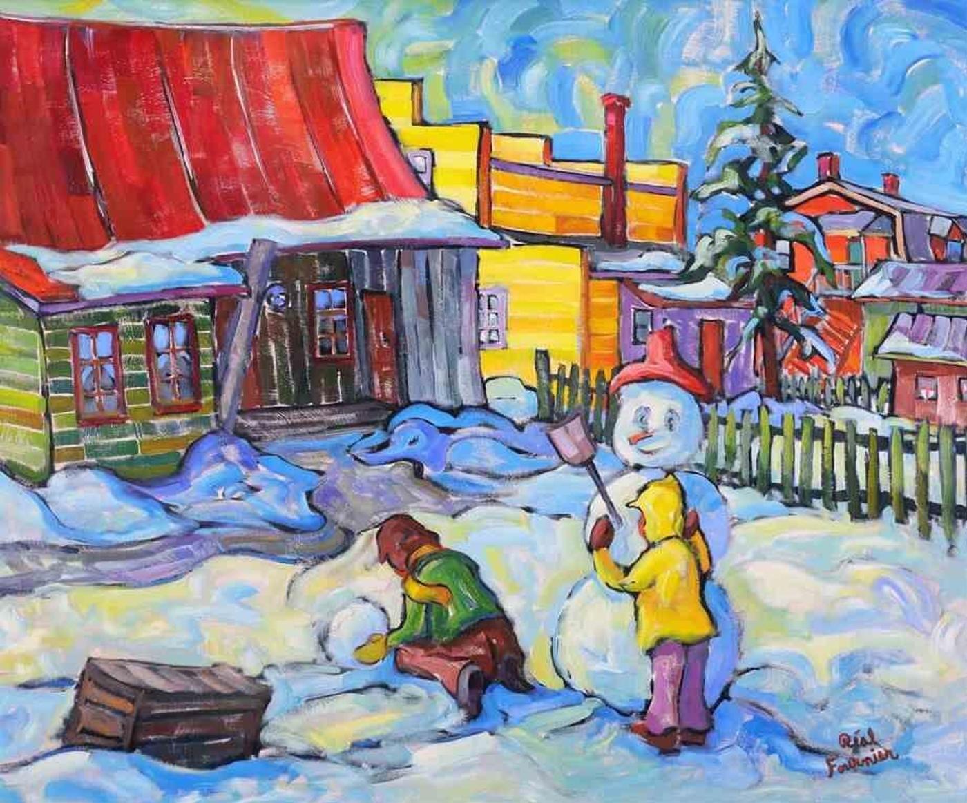 Real Fournier (1952) - Bonhomme De Neige Au Soleil, St-Benoit