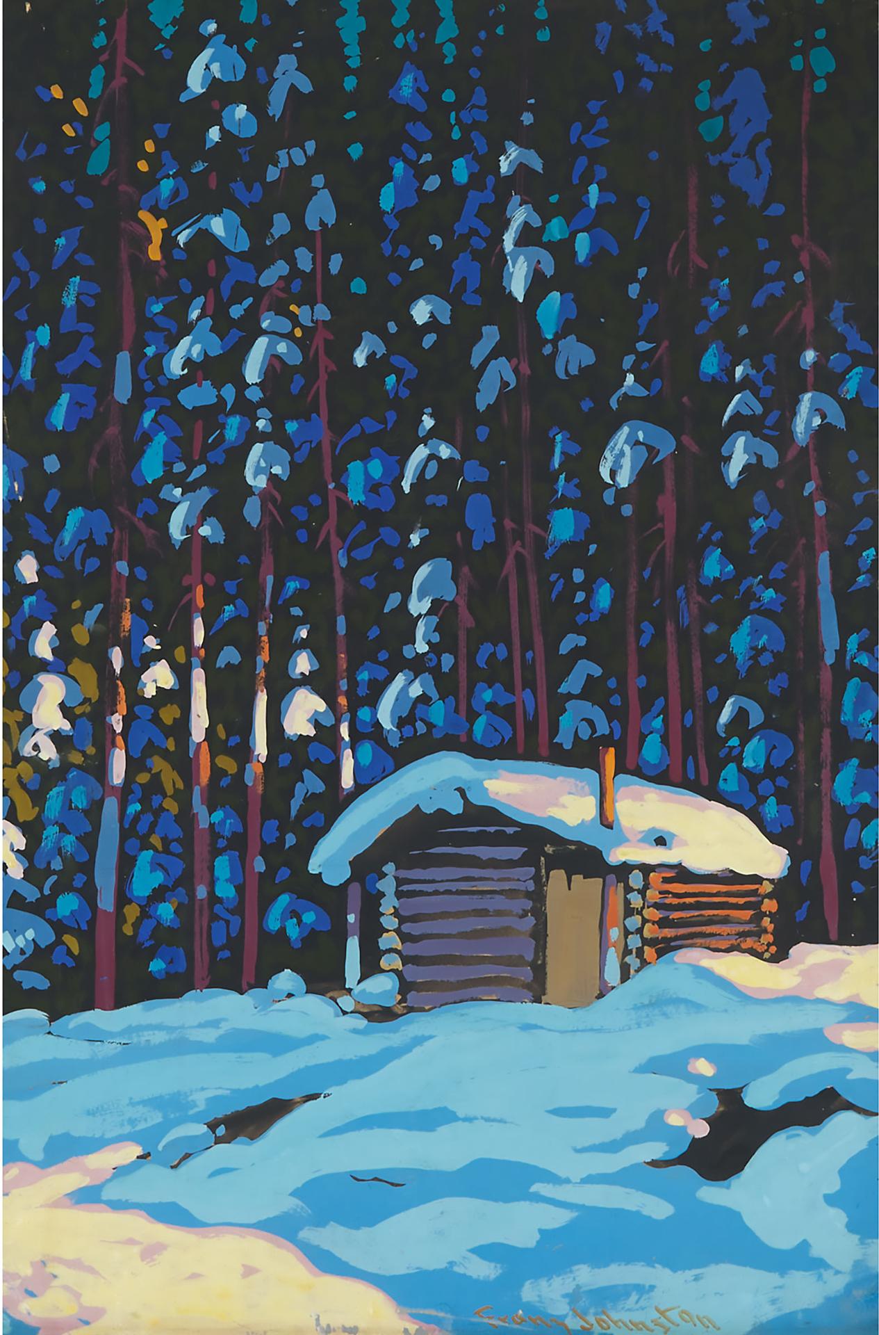 Frank (Franz) Hans Johnston (1888-1949) - Cabin In Snowy Woods