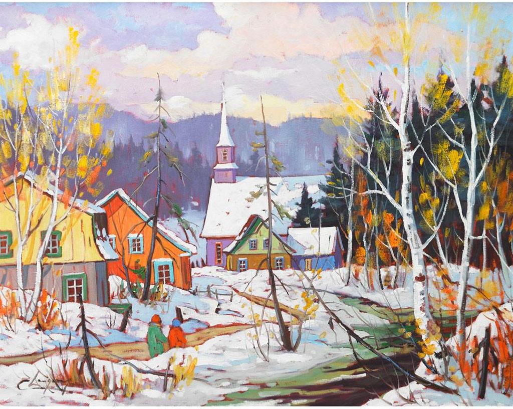 Claude Langevin (1942) - Winter Village Stroll