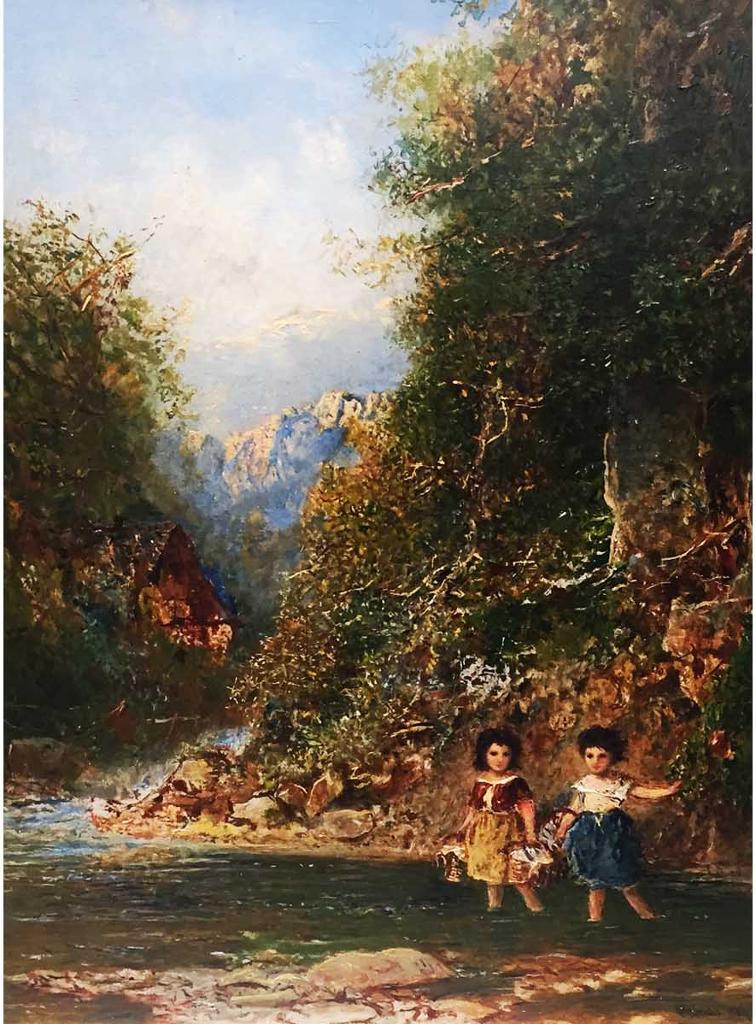 Otto Rheinhold Jacobi (1812-1901) - Two young girls at a stream