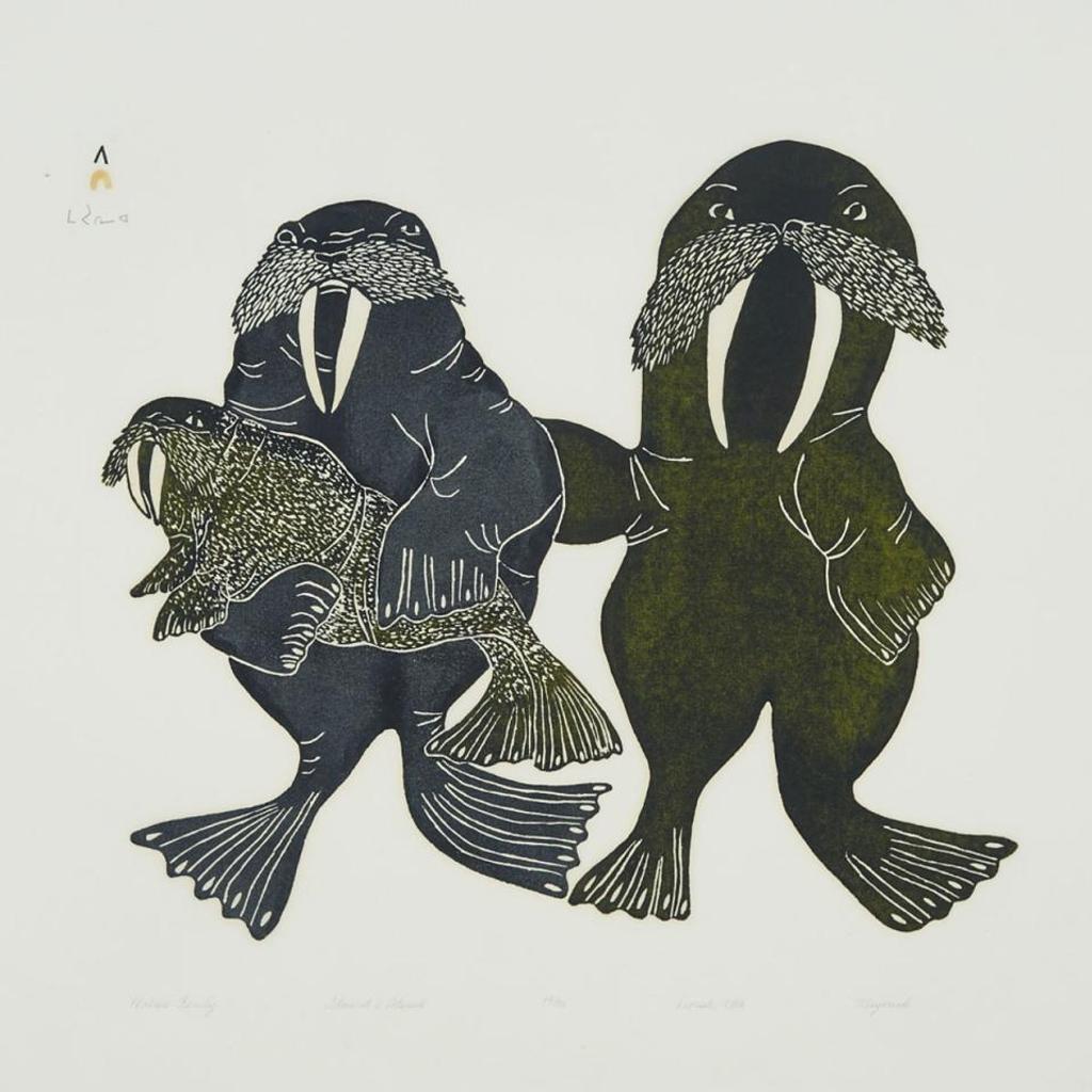 Mayureak Ashoona (1946) - Walrus Family