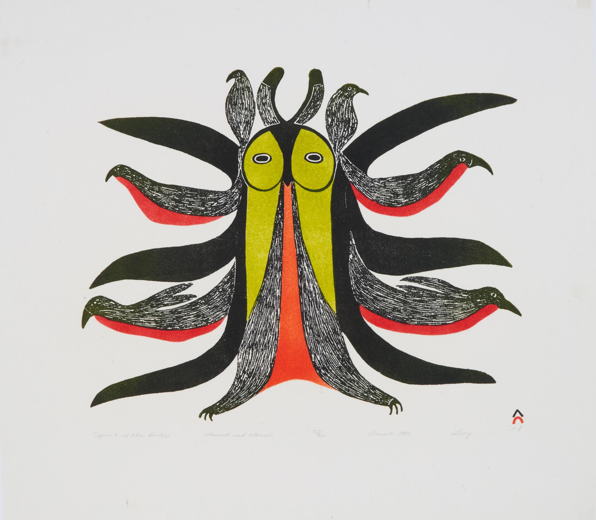 Lucy Qinnuayuak (1915-1982) - Spirit Of The Birds, 1980