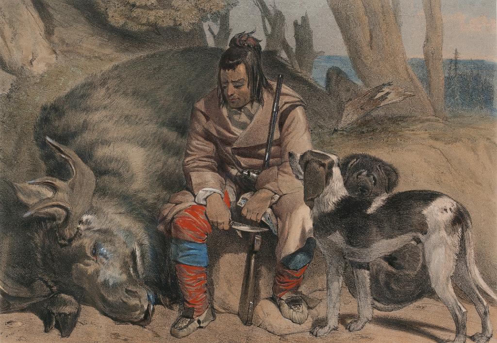 John Richard Coke Smyth (1808-1882) - Zita, A Huron Indian; Huron Indian; Indians Bartering; Moose Hunter