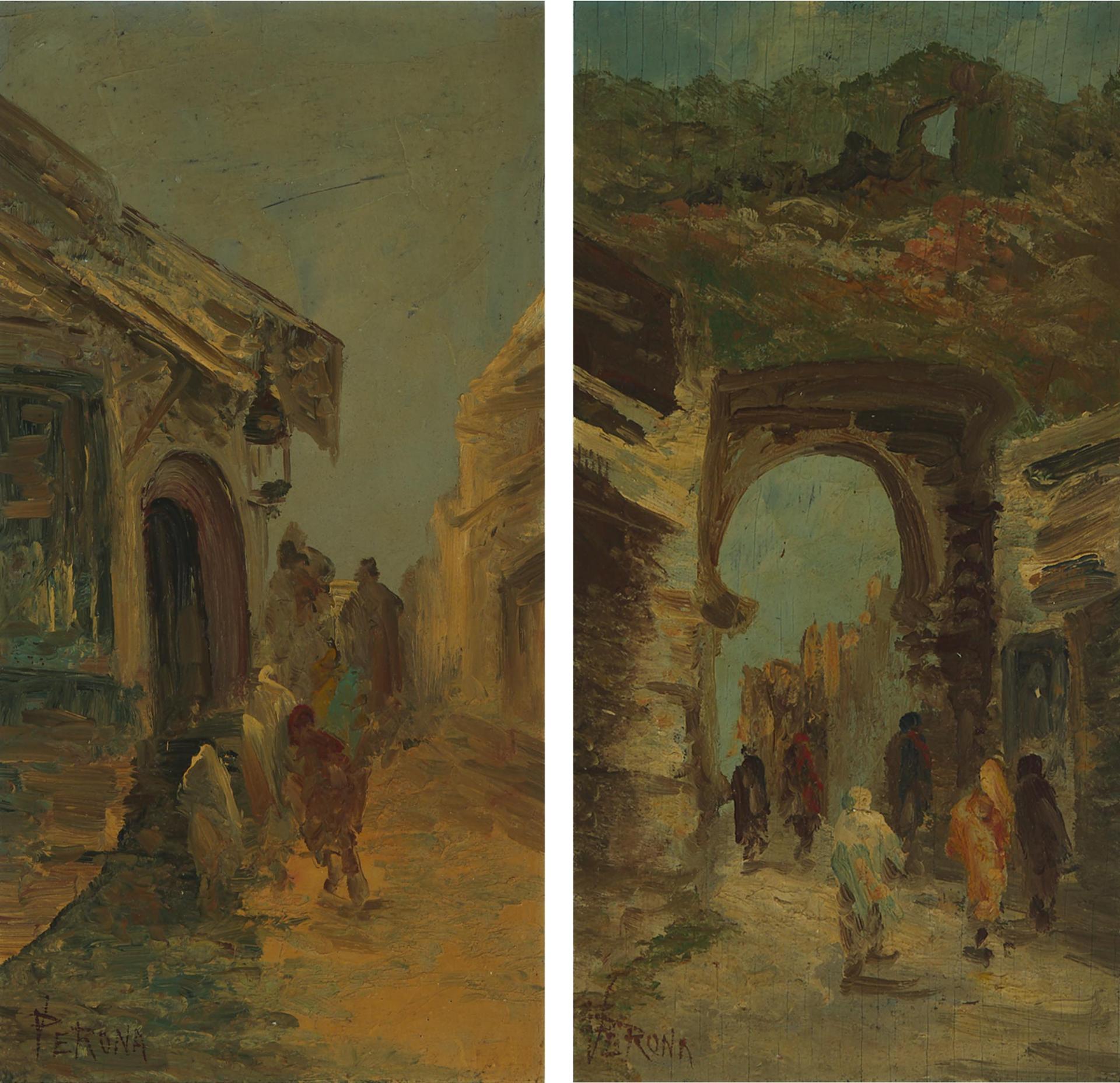 Lucien A. Perona (1906-1971) - Pair Of Orientalist Village Scenes At Medina
