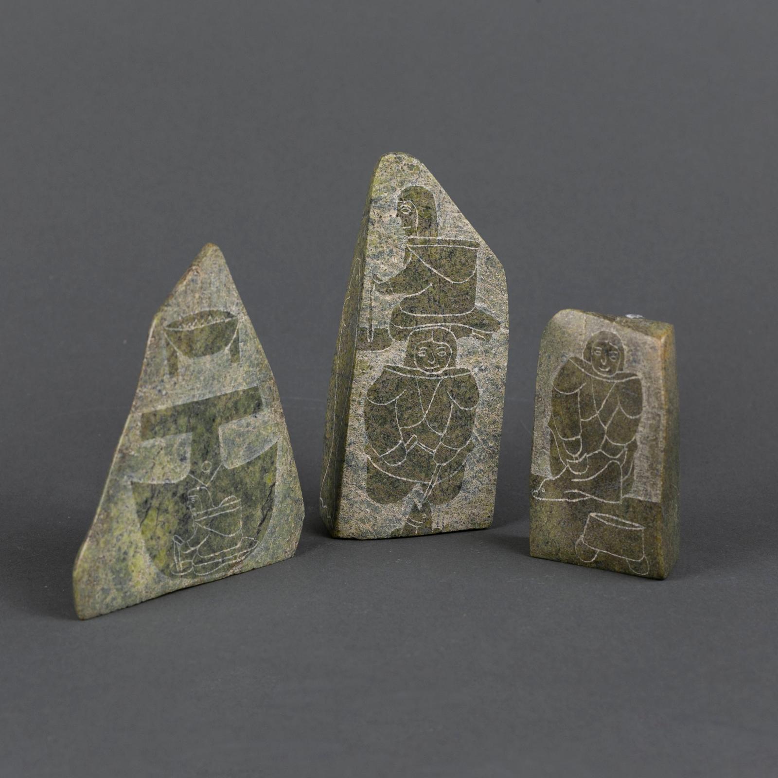 Annie Ainalik (1961) - Three Small Etchings On Soapstone