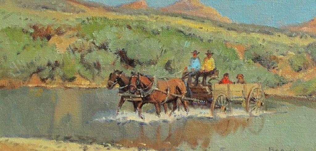 Sheryl Lamar Bodily (1936) - Wagon Crossing A Stream