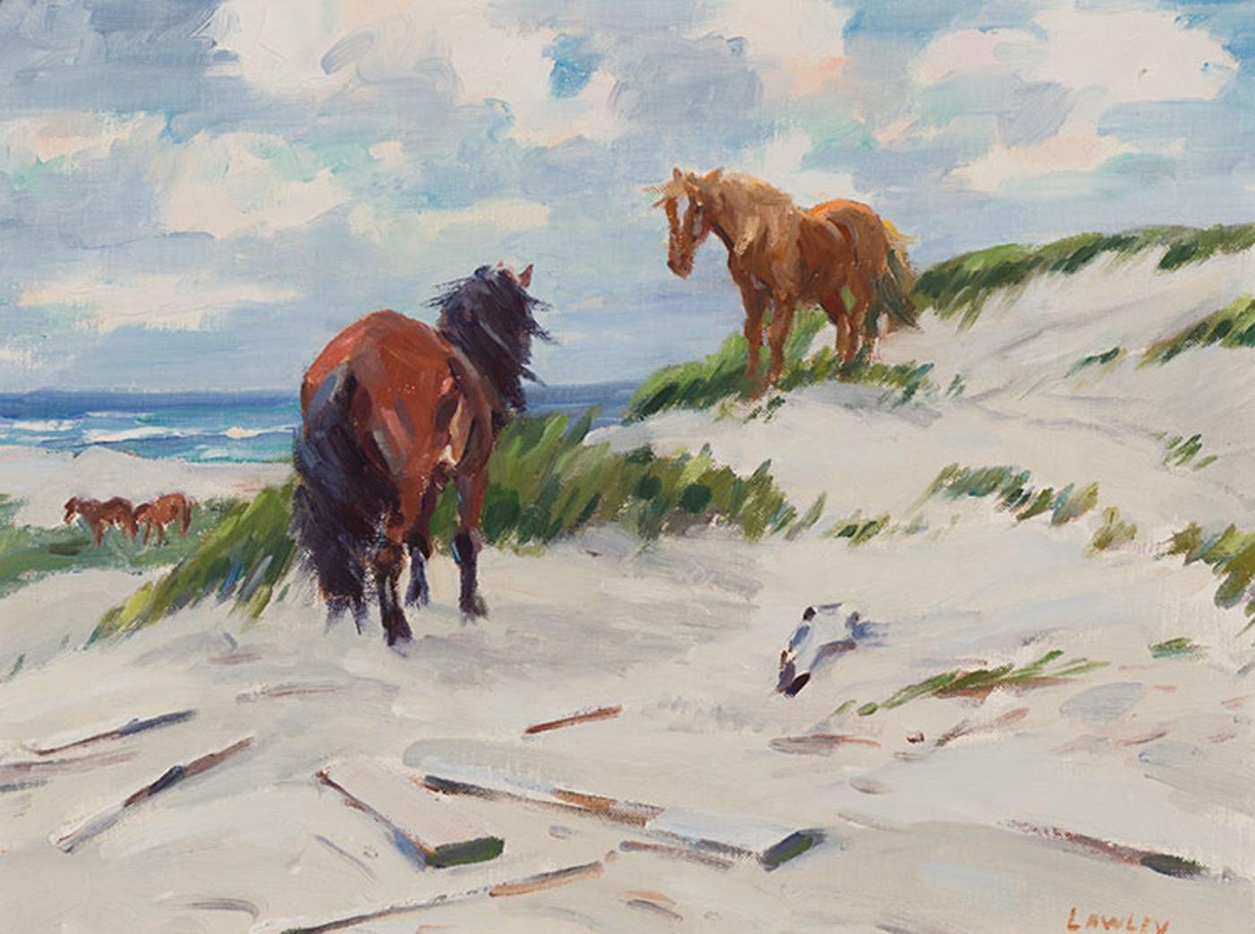 John Douglas Lawley (1906-1971) - Two Young Stallions